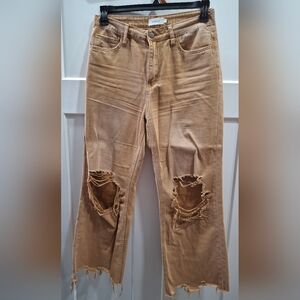 Distressed Tan Jeans